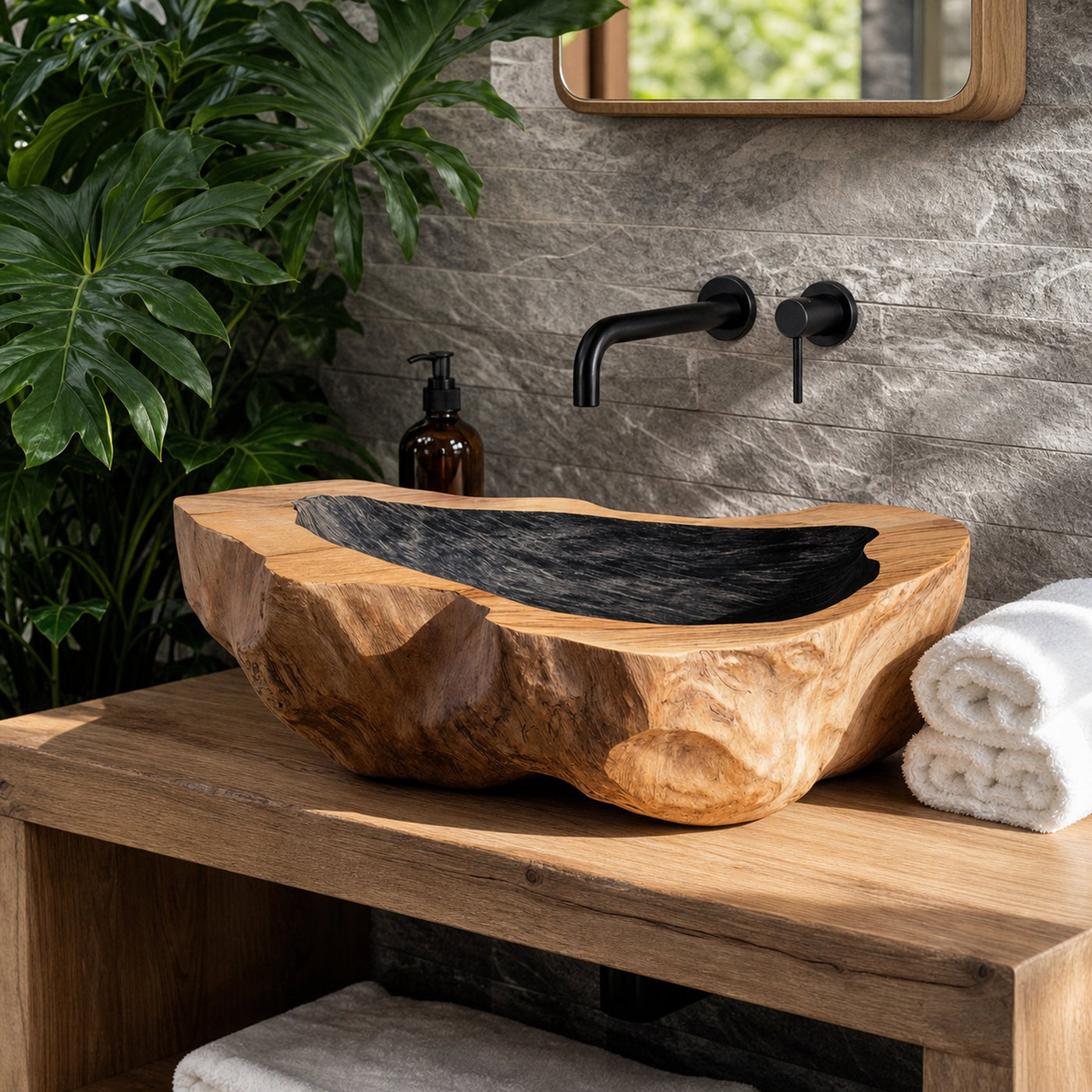 Farmhouse Handcrafted Wood Wash Basin For Bathroom Vanity