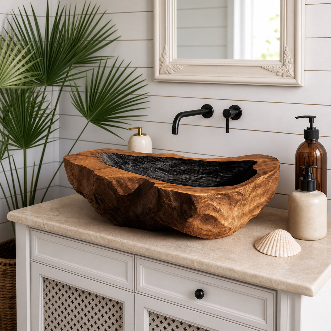 Farmhouse Handcrafted Wood Wash Basin For Bathroom Vanity - product view 6