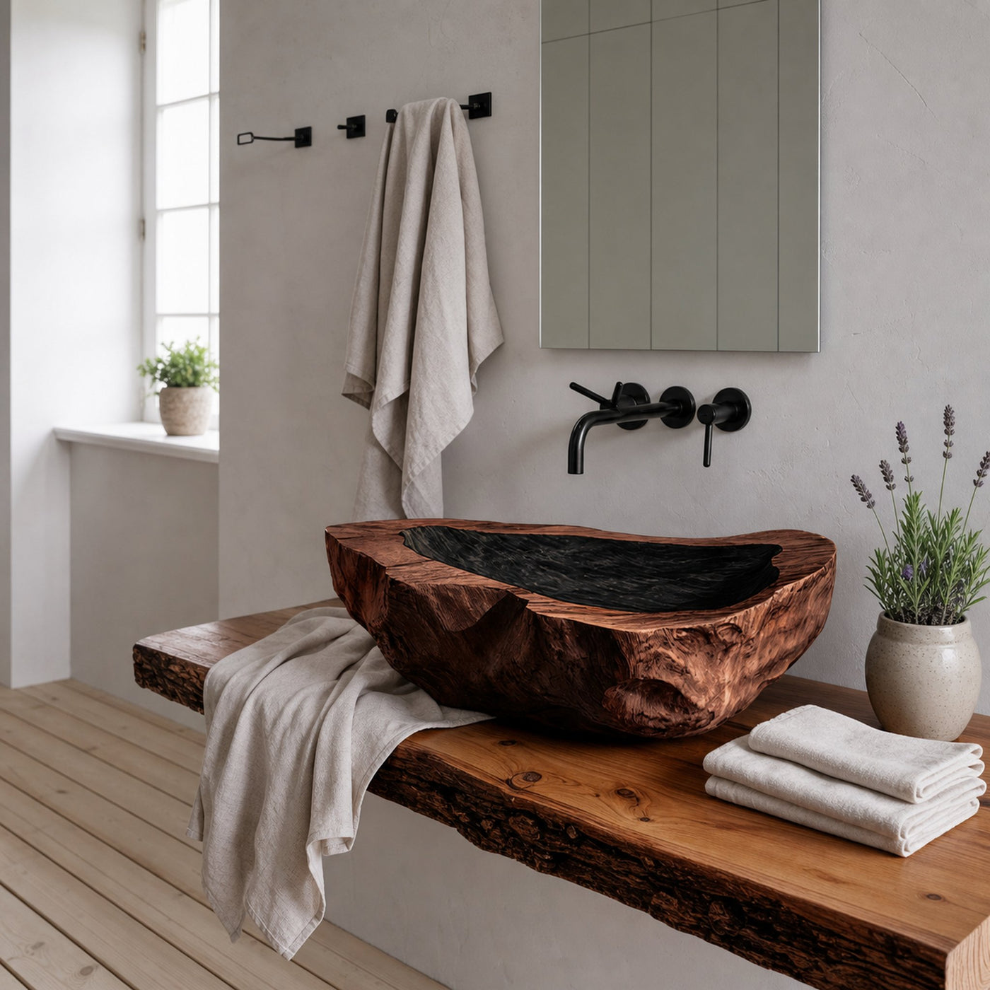 Farmhouse Handcrafted Wood Wash Basin For Bathroom Vanity - product view 7