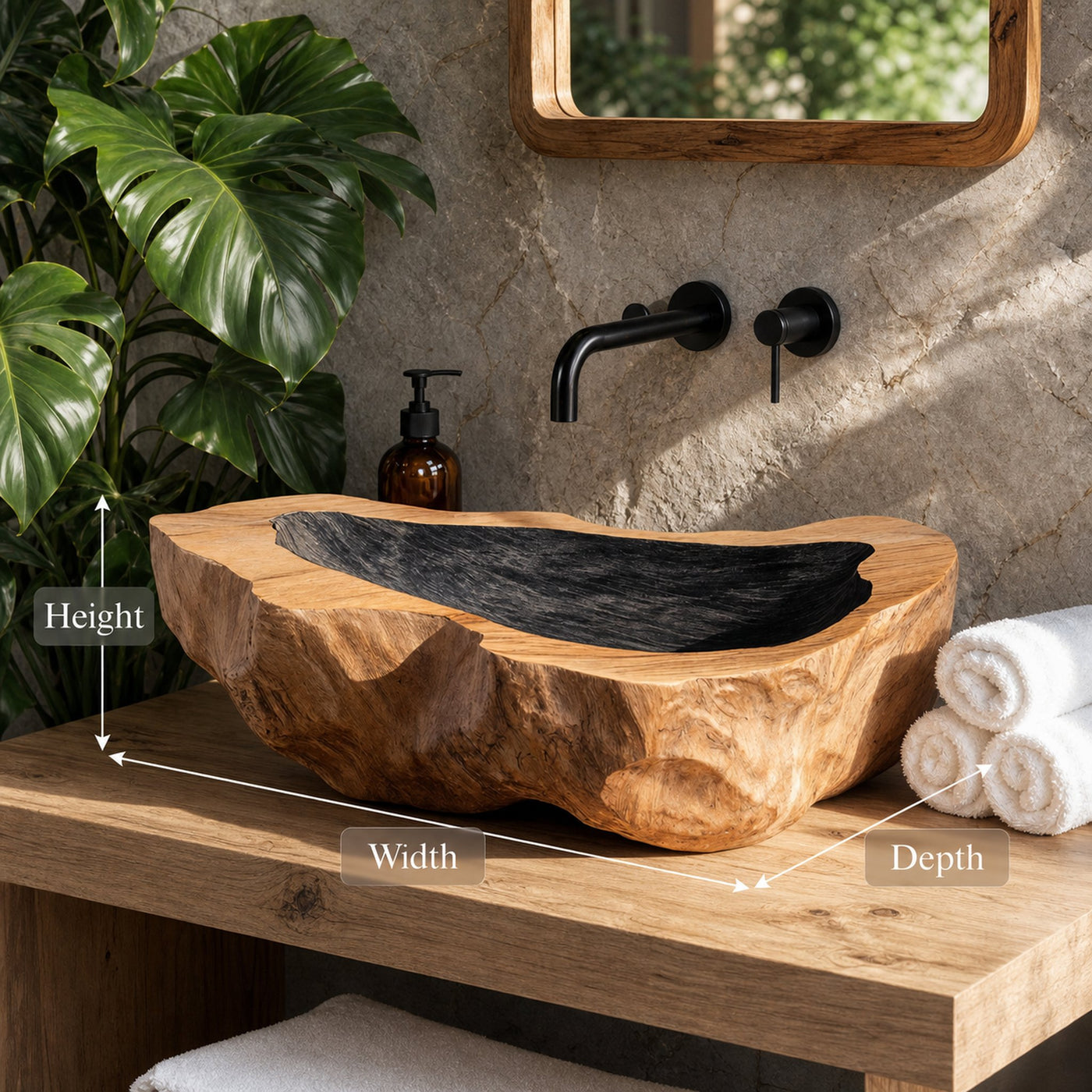 Farmhouse Handcrafted Wood Wash Basin For Bathroom Vanity - product view 8