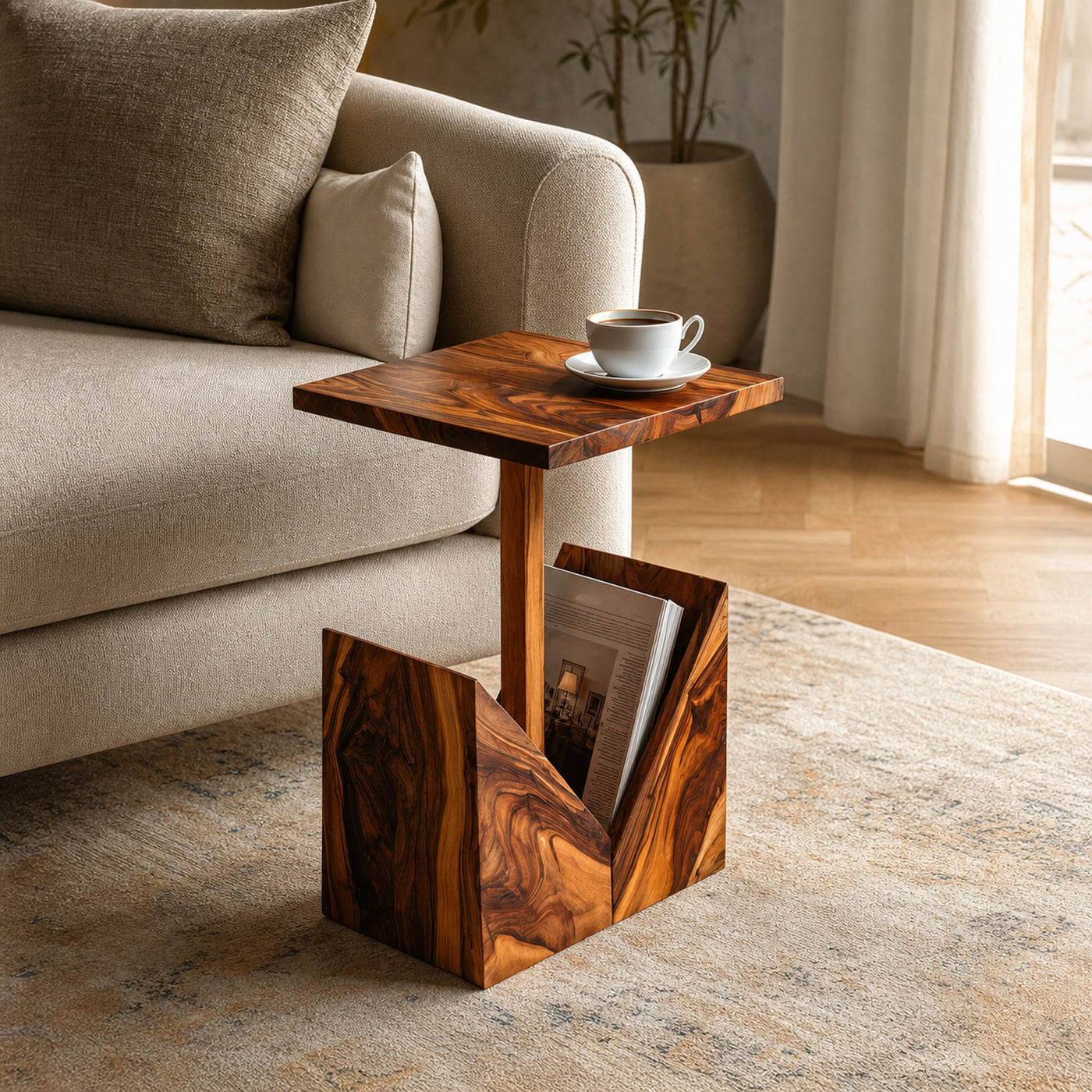 Farmhouse Handcrafted Wooden Side Table For Bedroom Decor