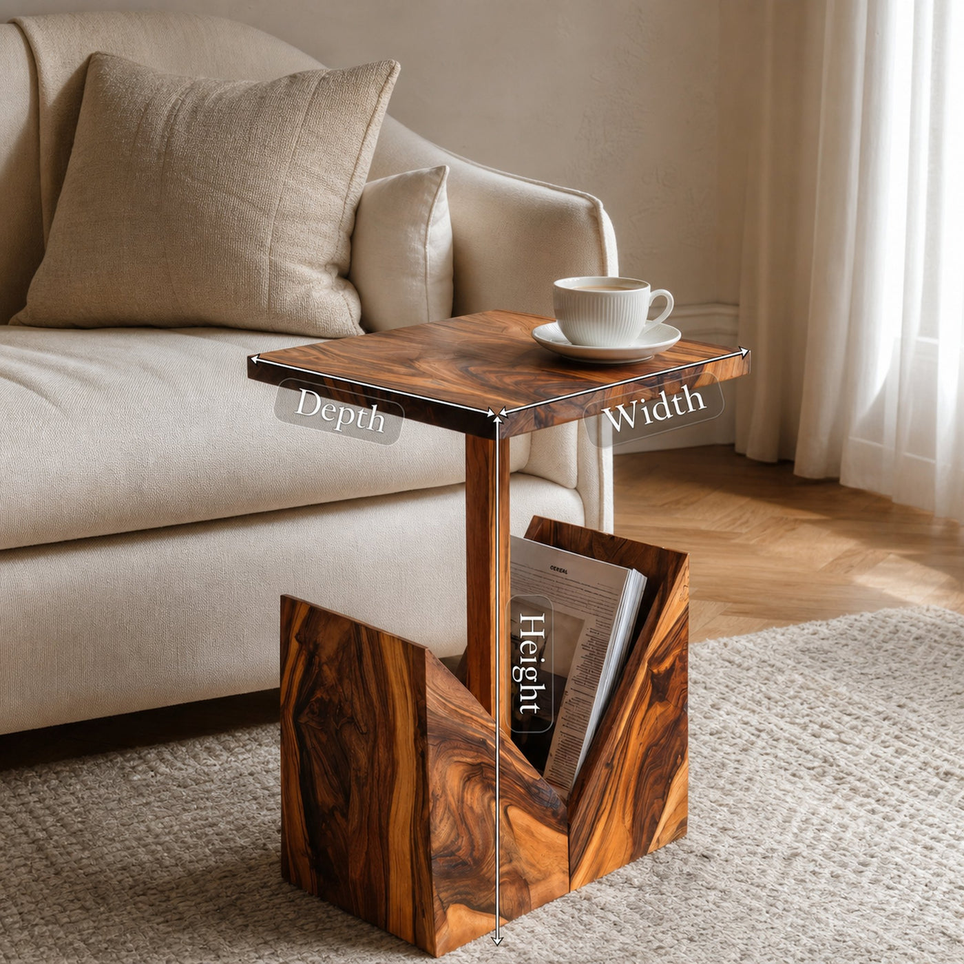 Farmhouse Handcrafted Wooden Side Table For Bedroom Decor - product view 6