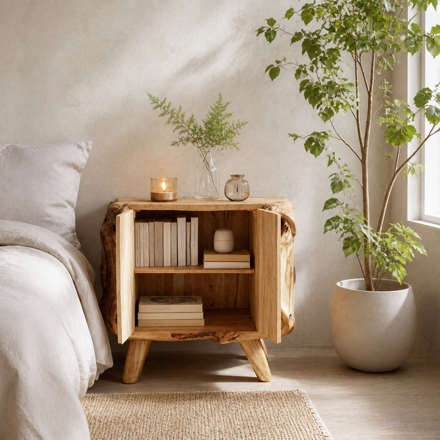 Farmhouse Live Edge Nightstand For Natural Bedroom Vibe
