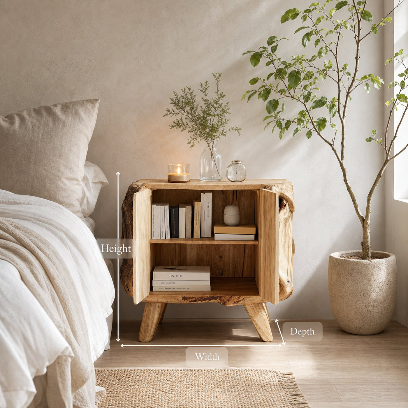 Farmhouse Live Edge Nightstand For Natural Bedroom Vibe - product view 7