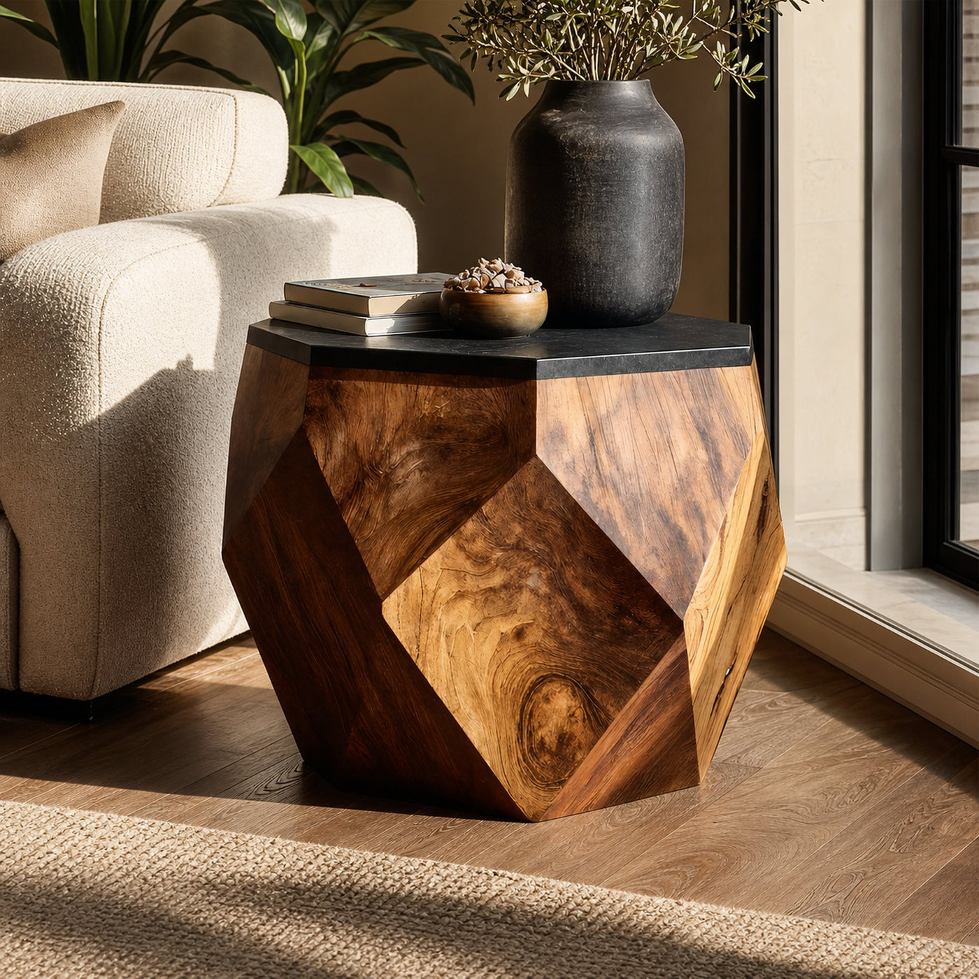 Farmhouse Live Edge Side Table For Entryway Furniture