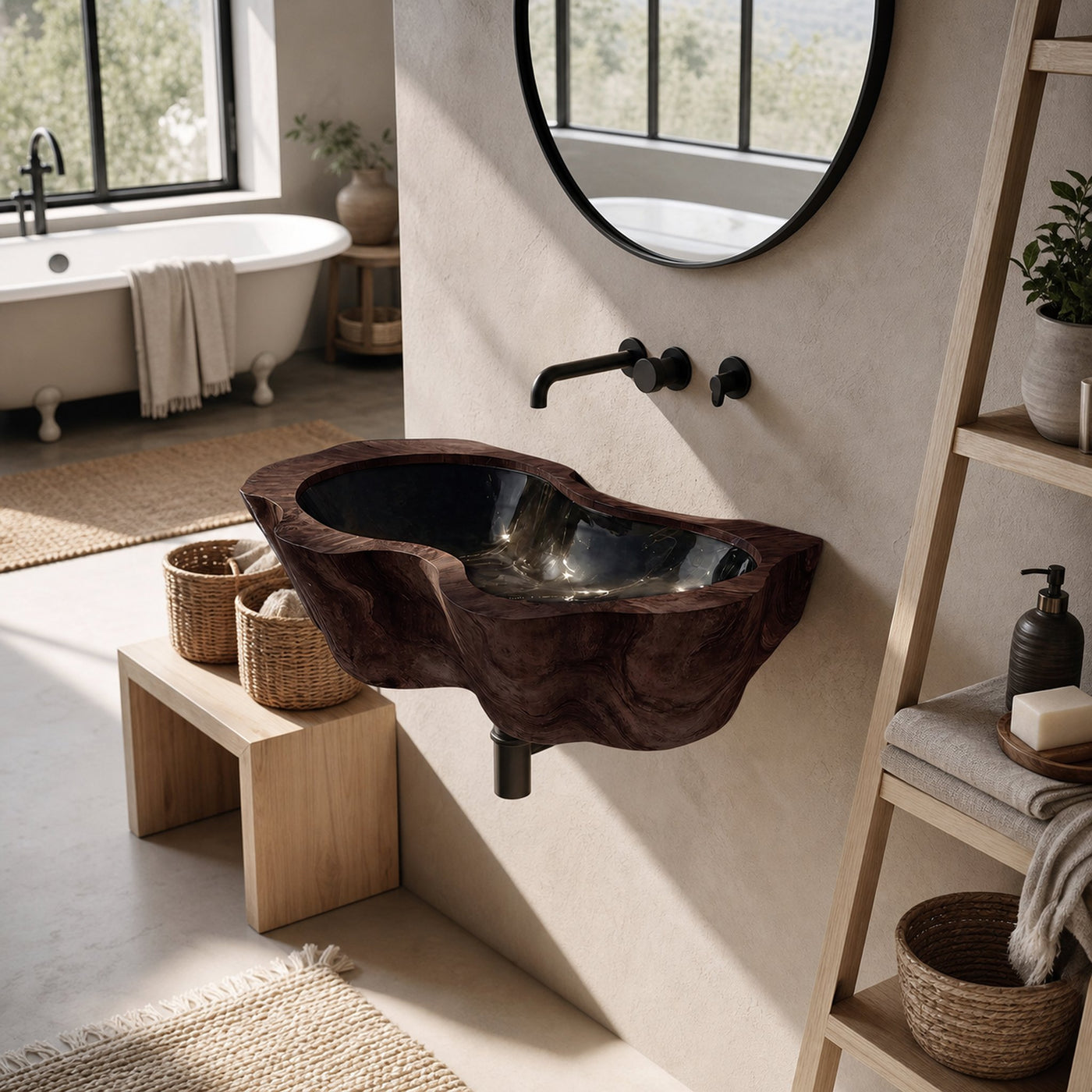 Farmhouse Live Edge Wood Vanity Sink For Natural Furniture Decor - product view 7