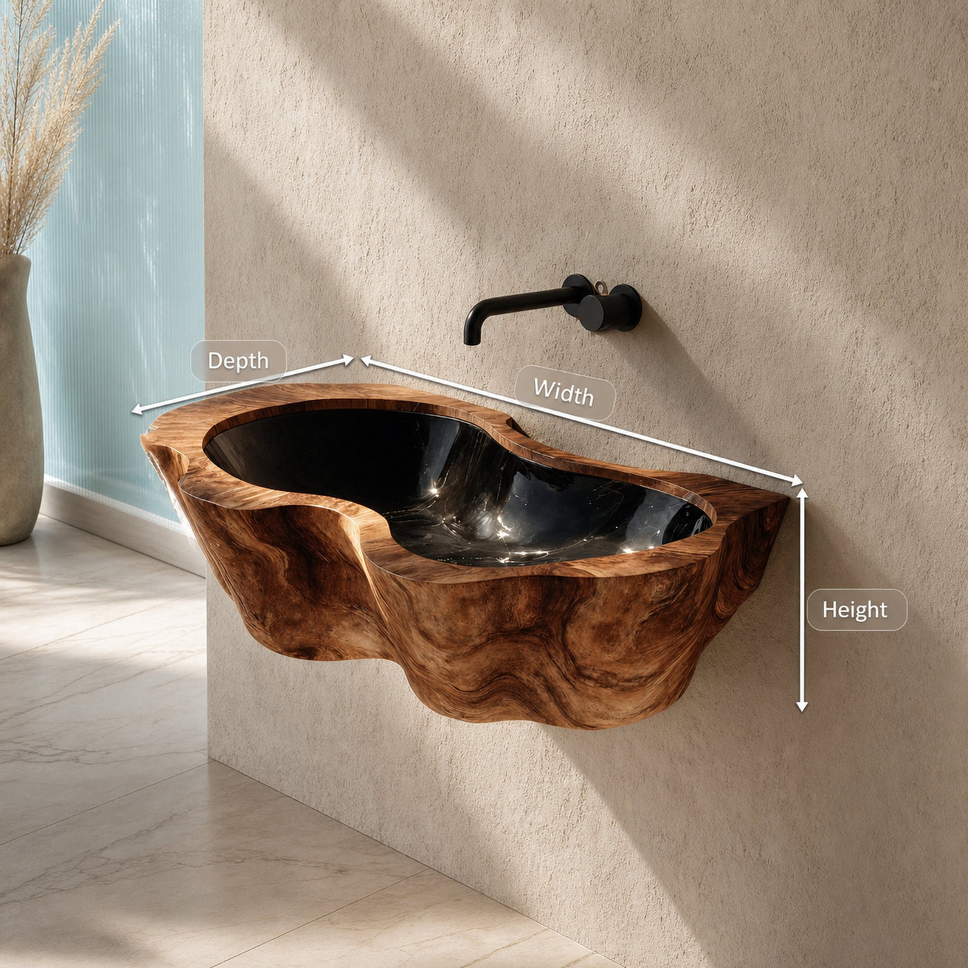 Farmhouse Live Edge Wood Vanity Sink For Natural Furniture Decor - product view 8