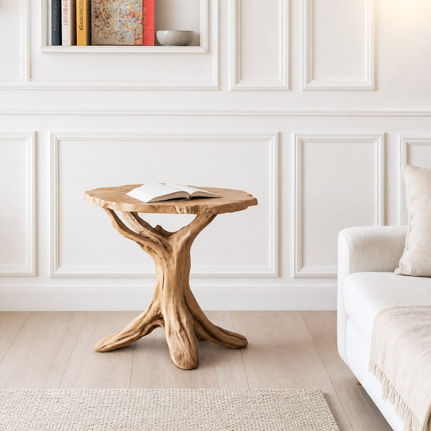 Farmhouse Round End Table For Entryway Design Stylish Furniture Decor