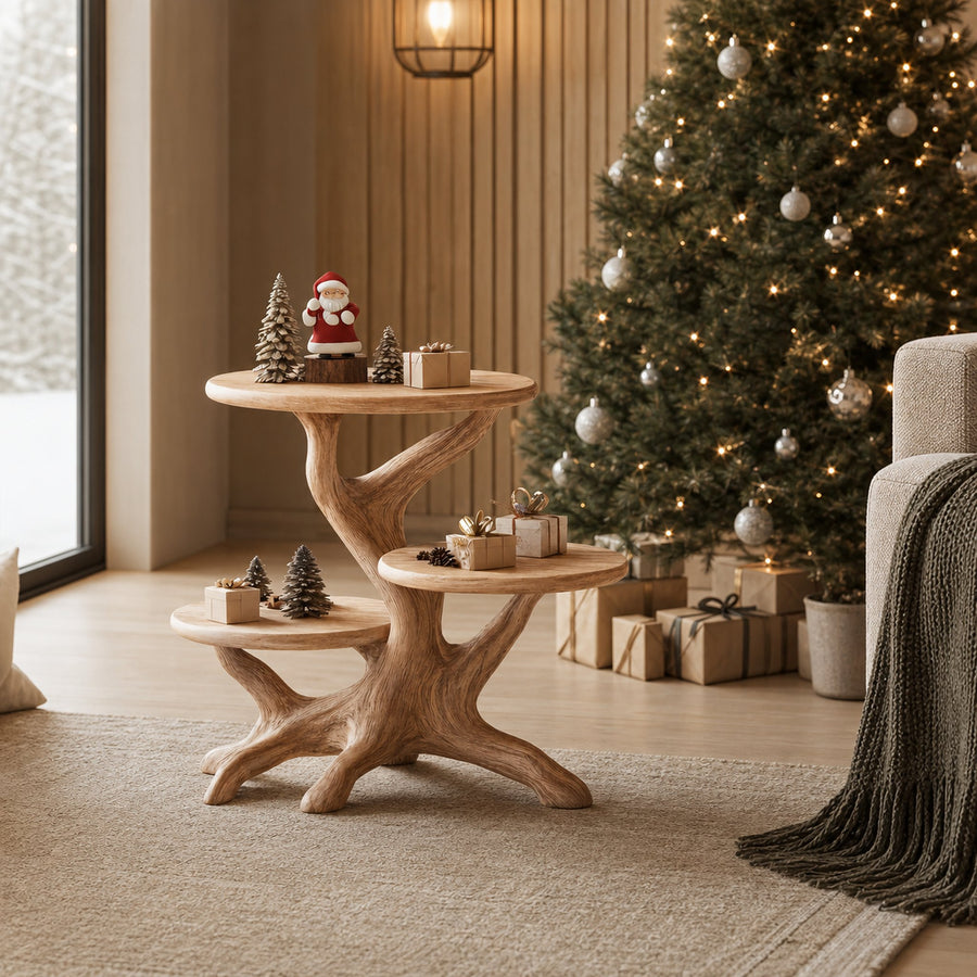 Farmhouse Round End Table For Living Room Decor Holiday Home Accent