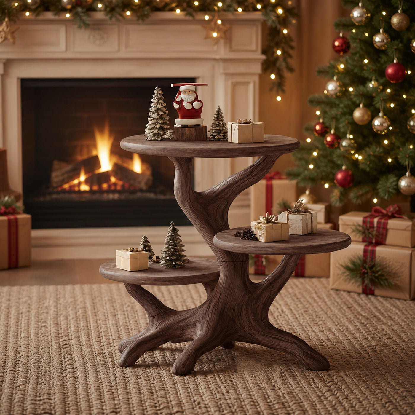 Farmhouse Round End Table For Living Room Decor Holiday Home Accent - product view 7