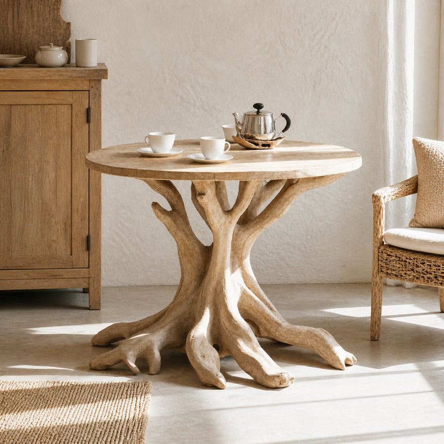 Farmhouse Round End Table Small Space Solution