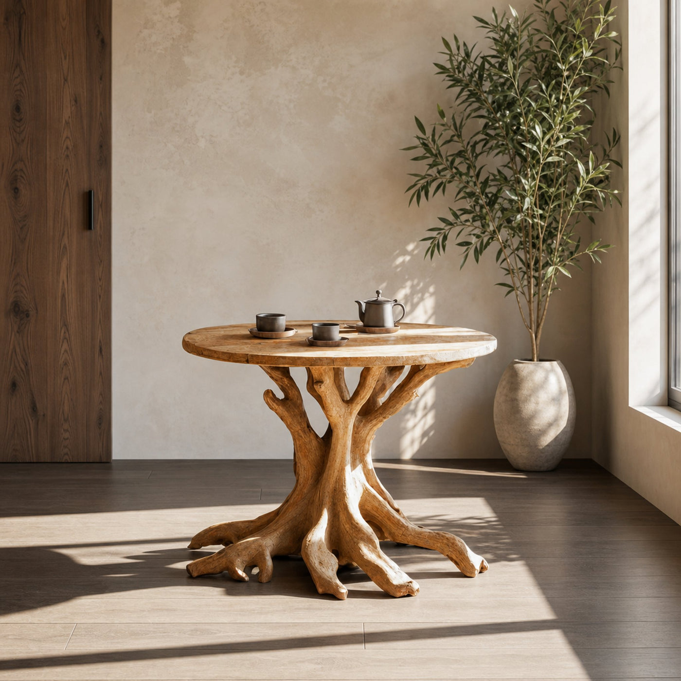 Farmhouse Round End Table Small Space Solution - product view 6