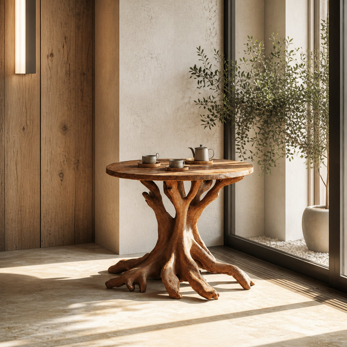 Farmhouse Round End Table Small Space Solution - product view 7
