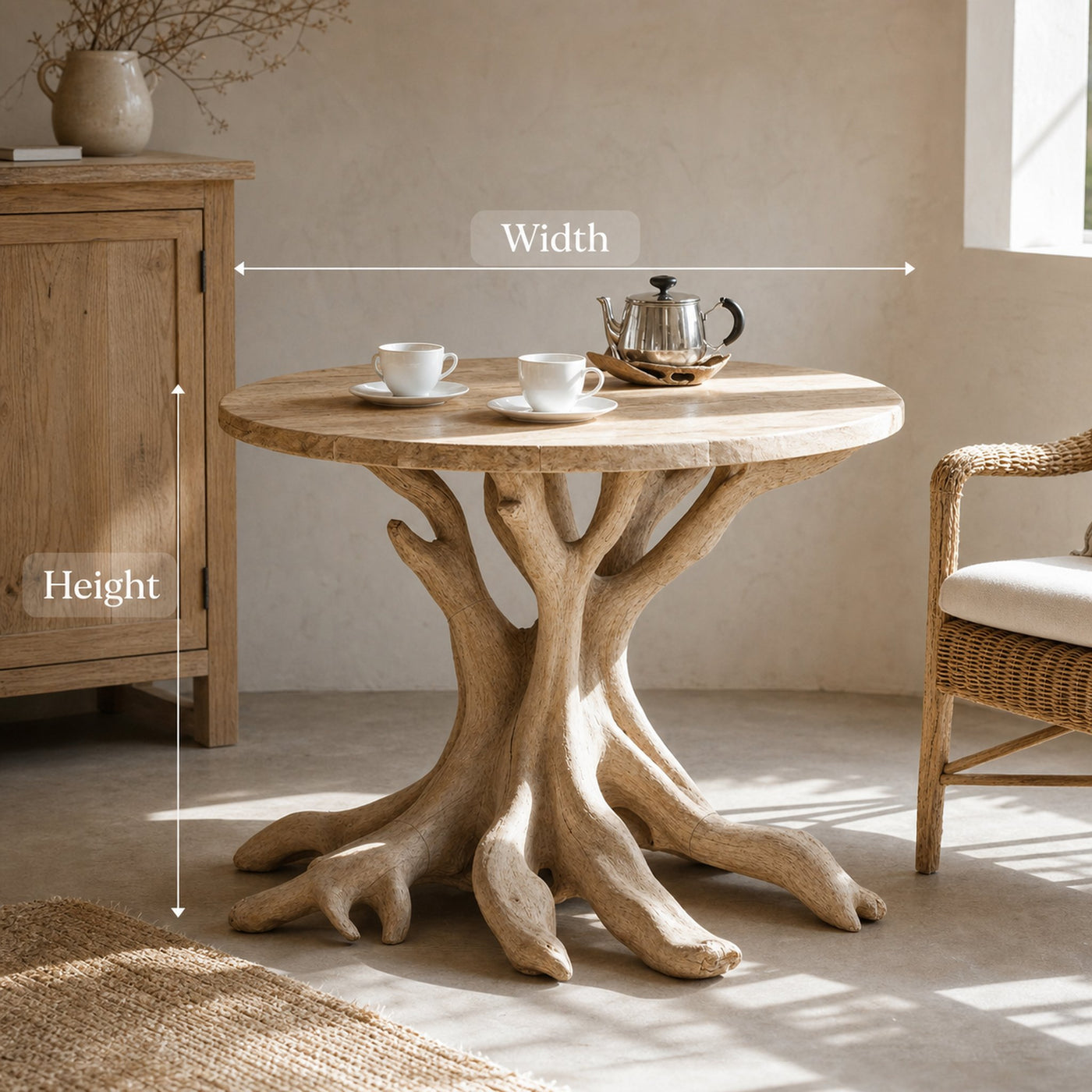 Farmhouse Round End Table Small Space Solution - product view 8
