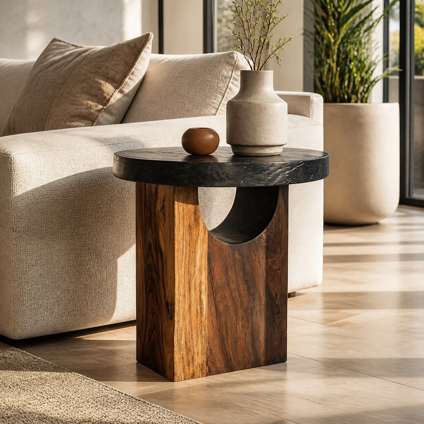 Farmhouse Solid Wood End Table For Barn Style Interiors