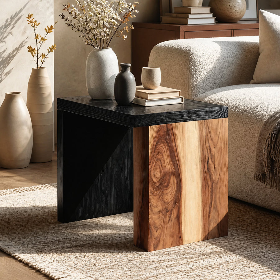 Farmhouse Solid Wood End Table For Bedroom Decor Accent