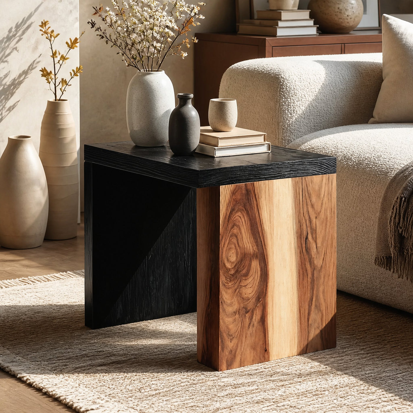Farmhouse Solid Wood End Table For Bedroom Decor Accent