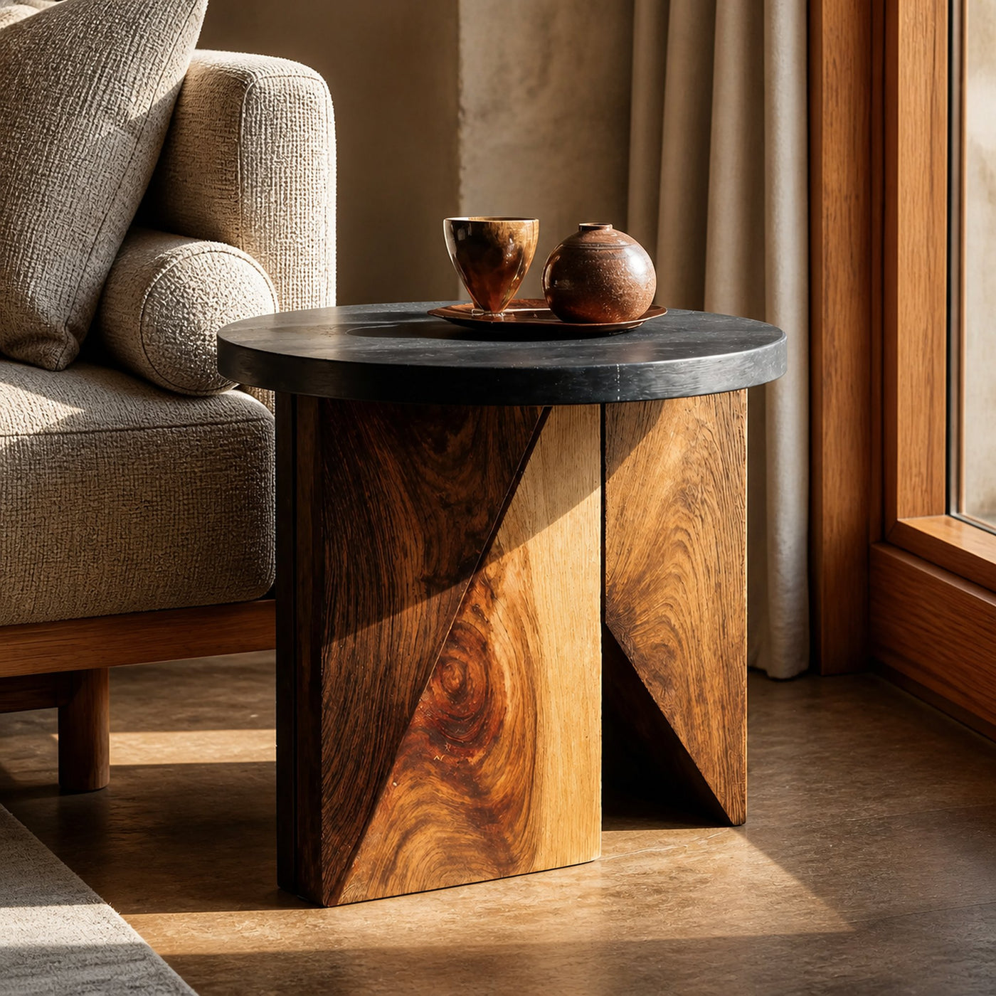 Farmhouse Solid Wood End Table For Cozy Bedside Table