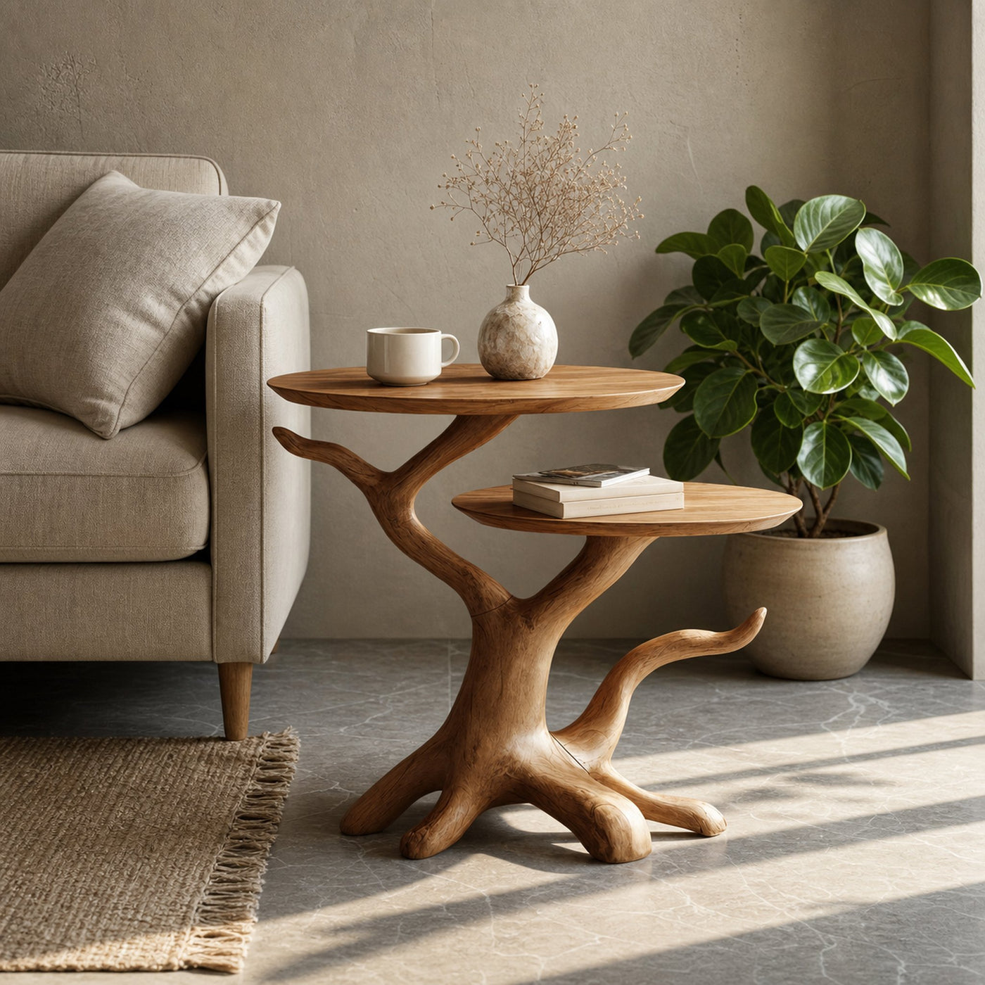Farmhouse Solid Wood End Table For Living Room Decor And Storage - product view 6