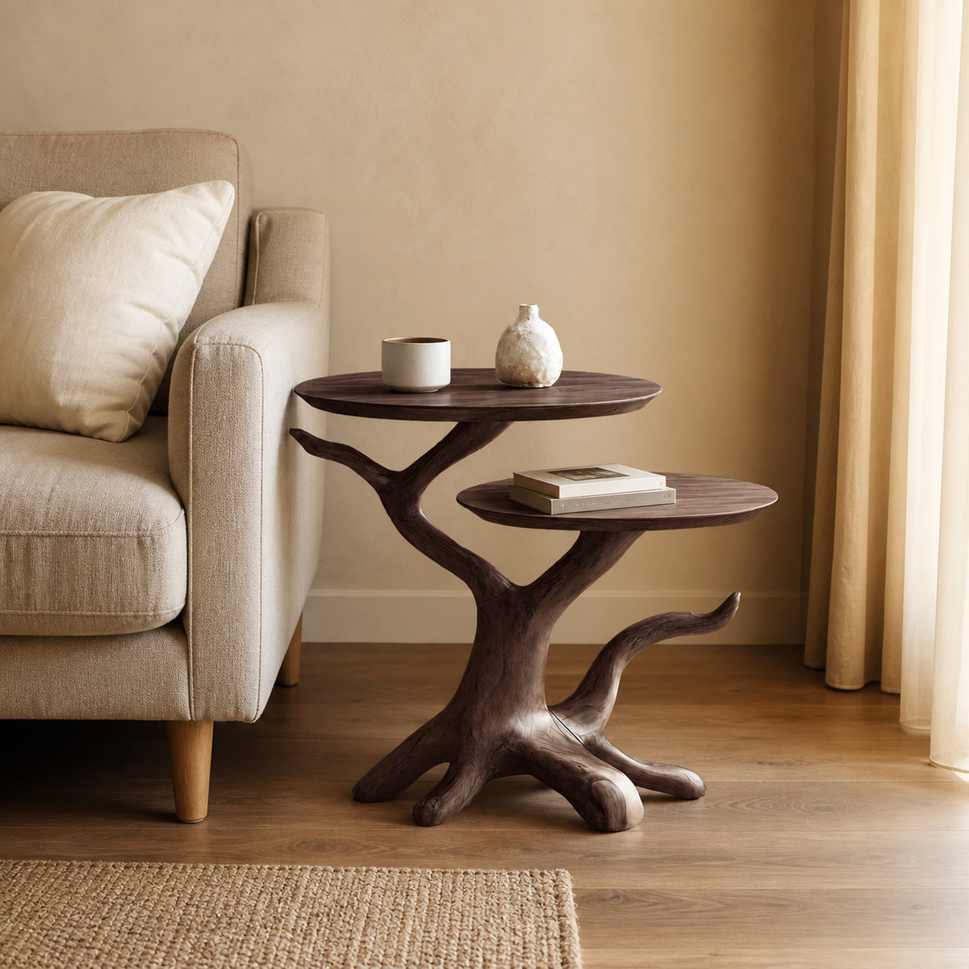 Farmhouse Solid Wood End Table For Living Room Decor And Storage - product view 7