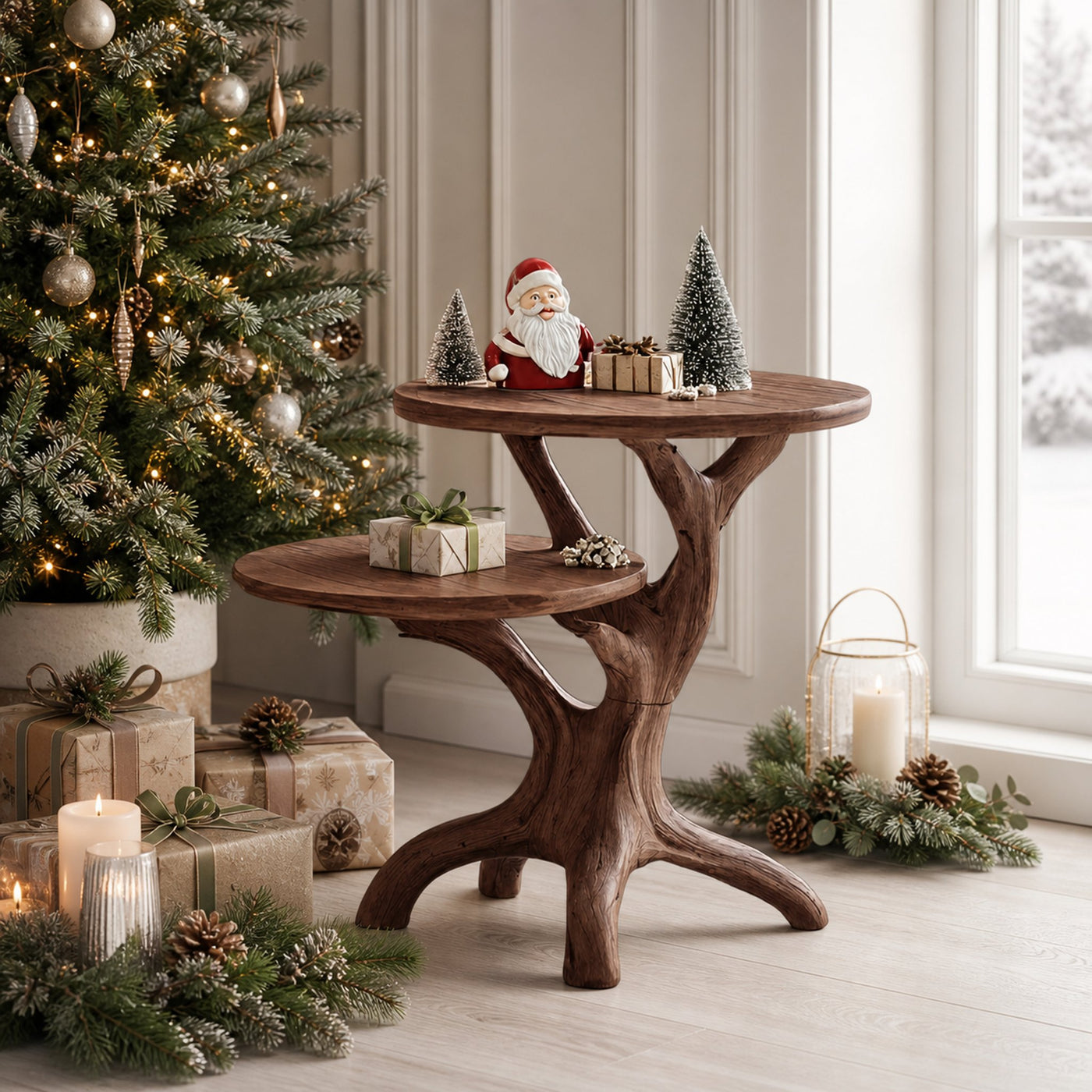 Farmhouse Solid Wood End Table For Living Room Holiday Wall Decor - product view 7