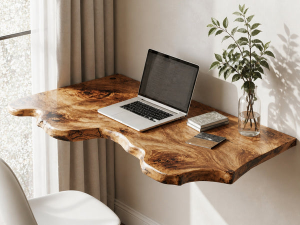 Farmhouse Solid Wood Floating Desk For Aesthetic Interior Decoration