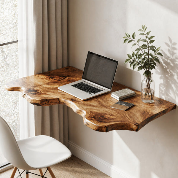 Farmhouse Solid Wood Floating Desk For Aesthetic Interior Decoration