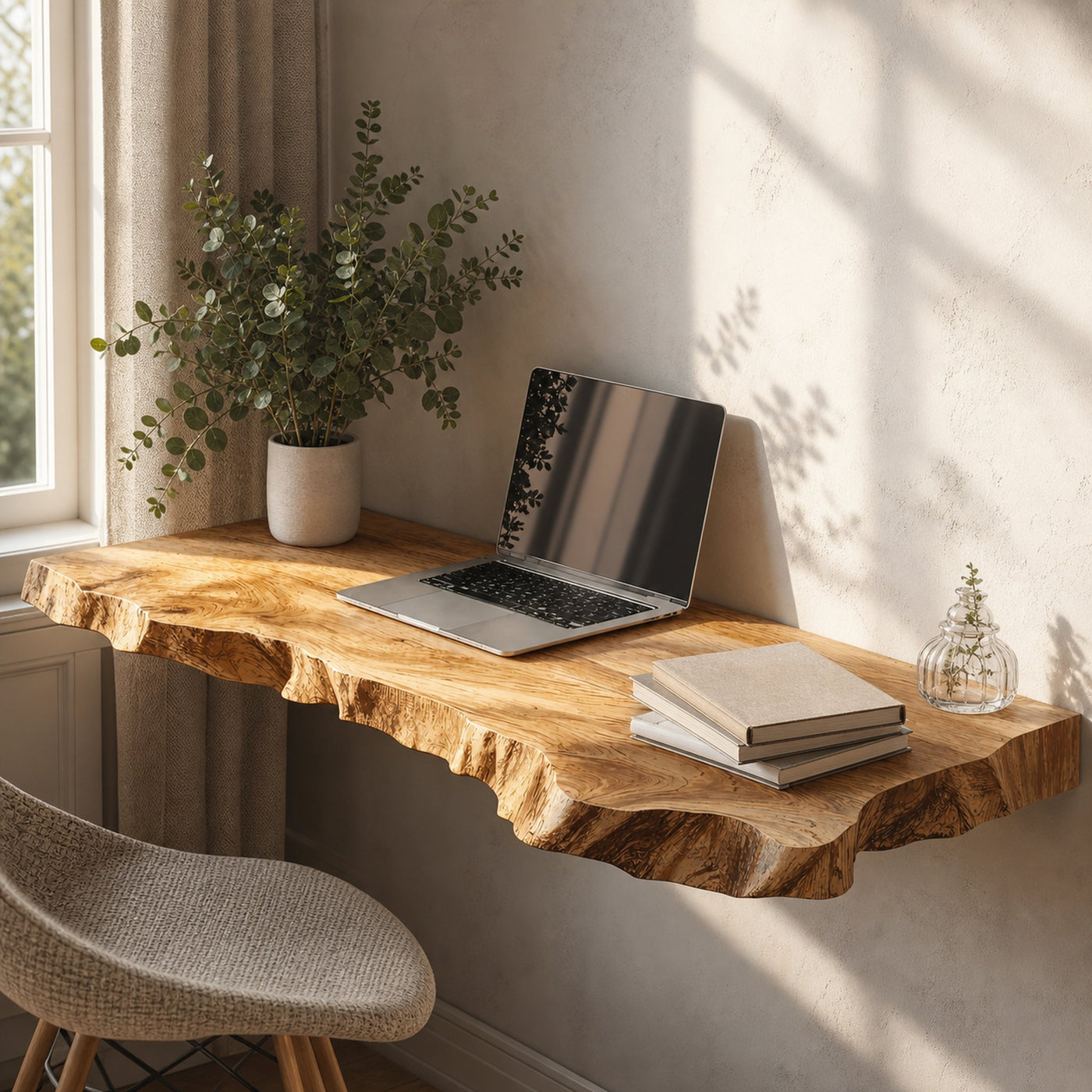 Farmhouse Solid Wood Floating Desk For Cozy And Functional Spaces