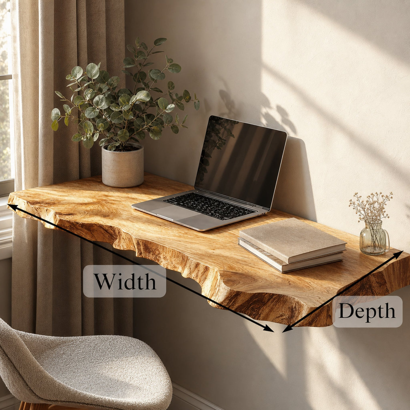 Farmhouse Solid Wood Floating Desk For Cozy And Functional Spaces - product view 6