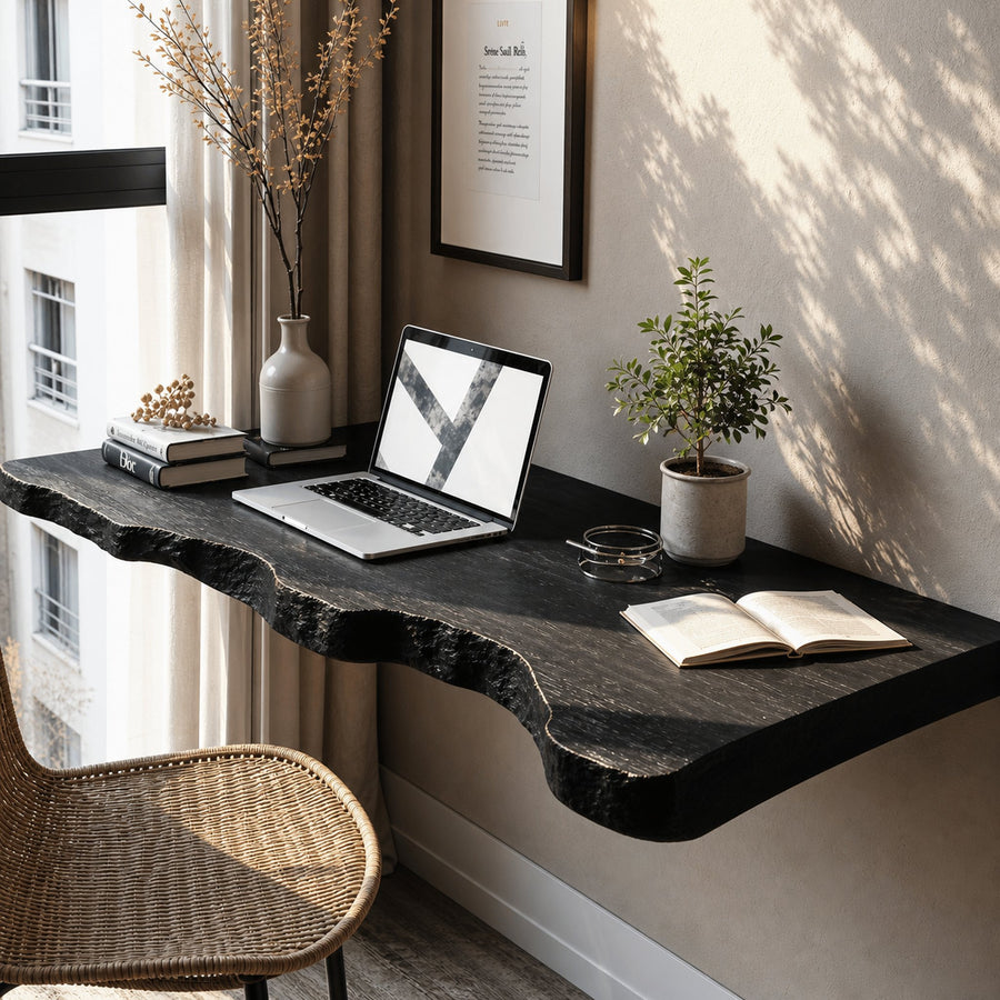 Farmhouse Solid Wood Floating Desk For Living Room Decor