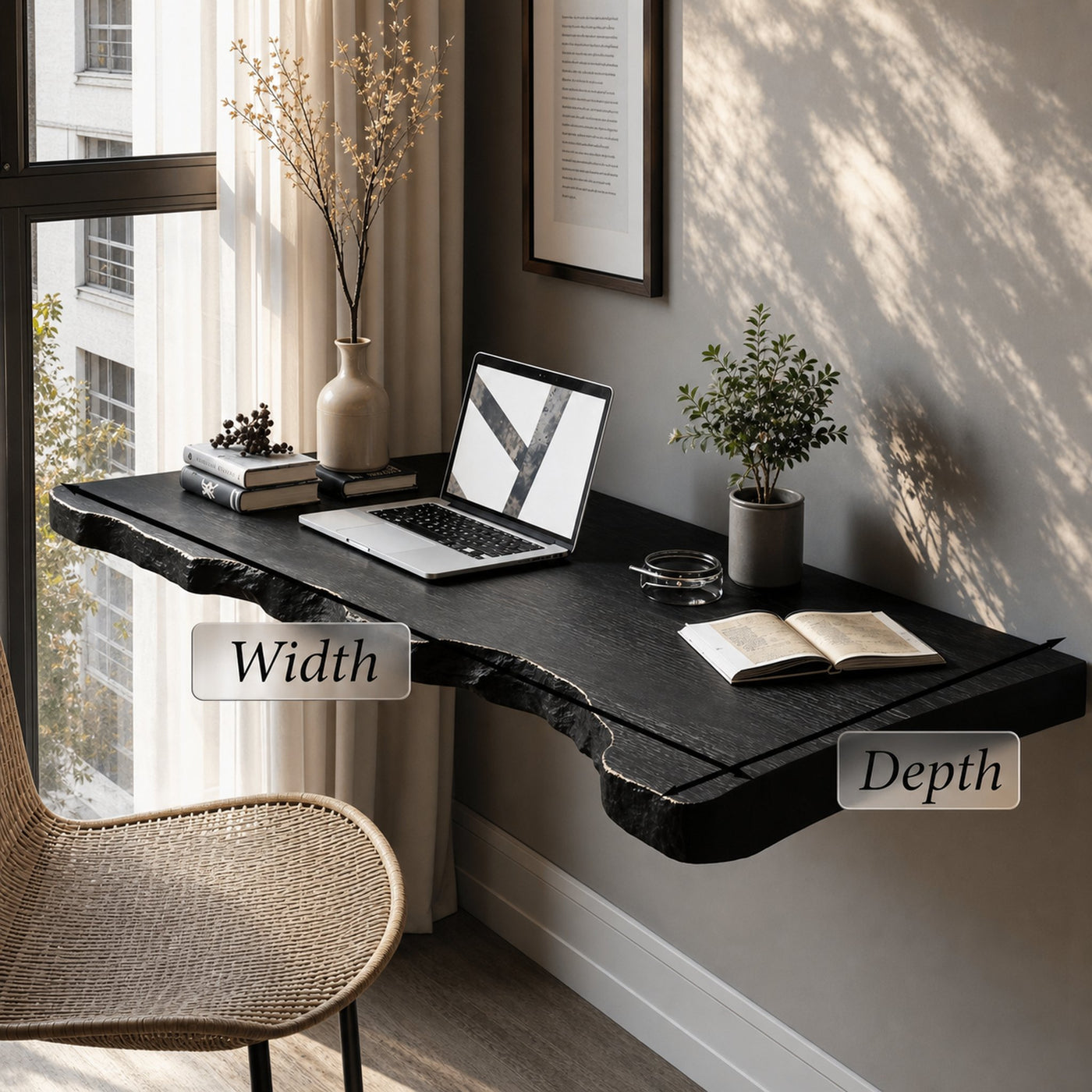 Farmhouse Solid Wood Floating Desk For Living Room Decor - product view 6