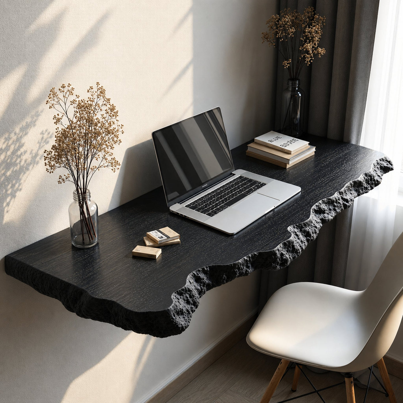 Farmhouse Solid Wood Floating Desk For Minimalist Furniture Decor