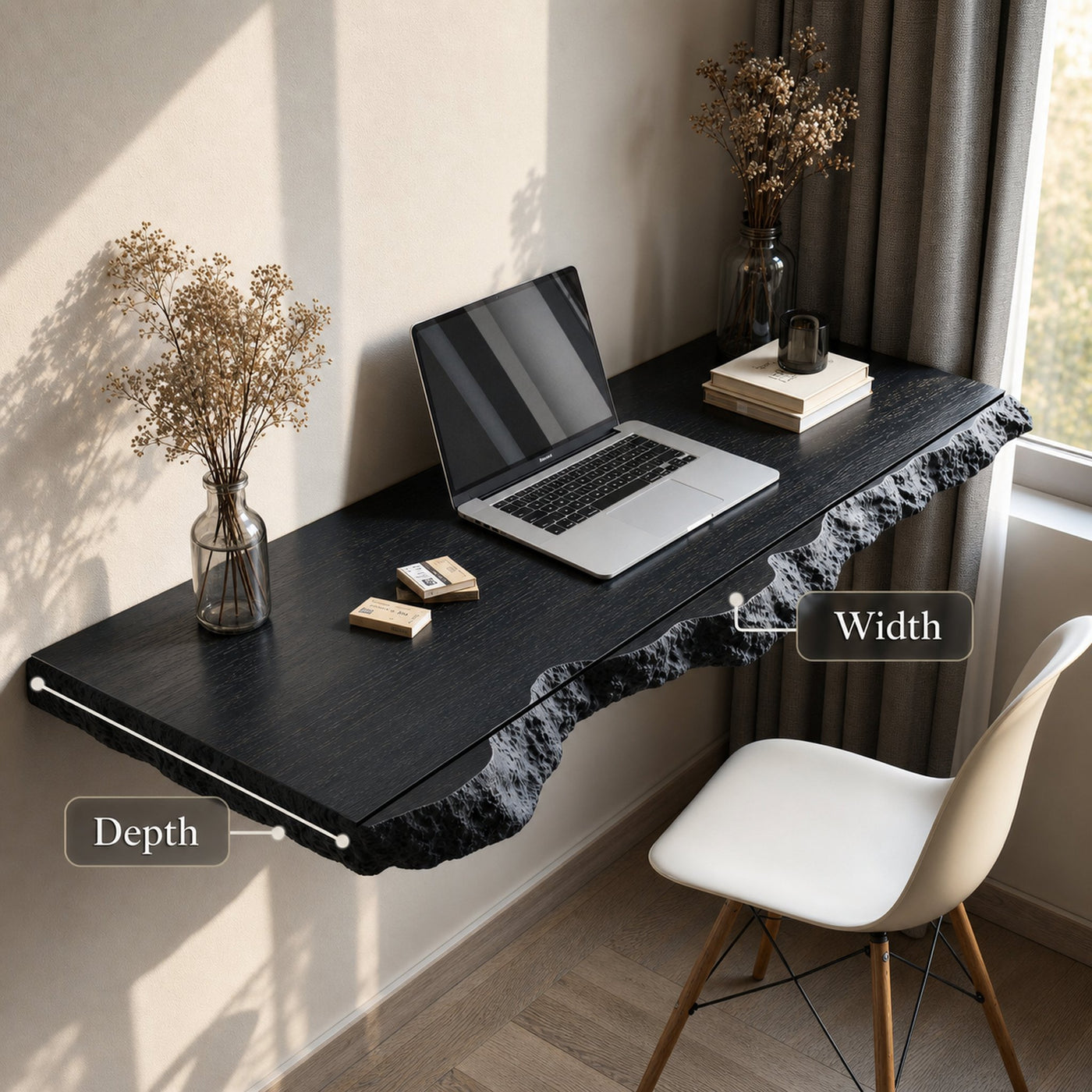 Farmhouse Solid Wood Floating Desk For Minimalist Furniture Decor - product view 6