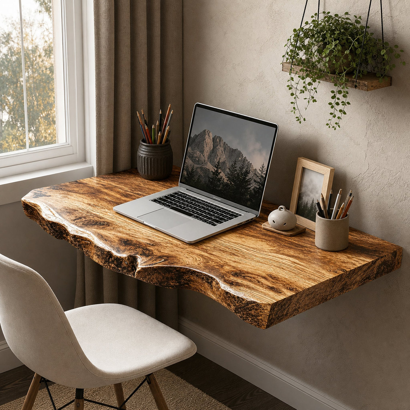 Farmhouse Solid Wood Floating Desk For Nature Inspired Home Styling