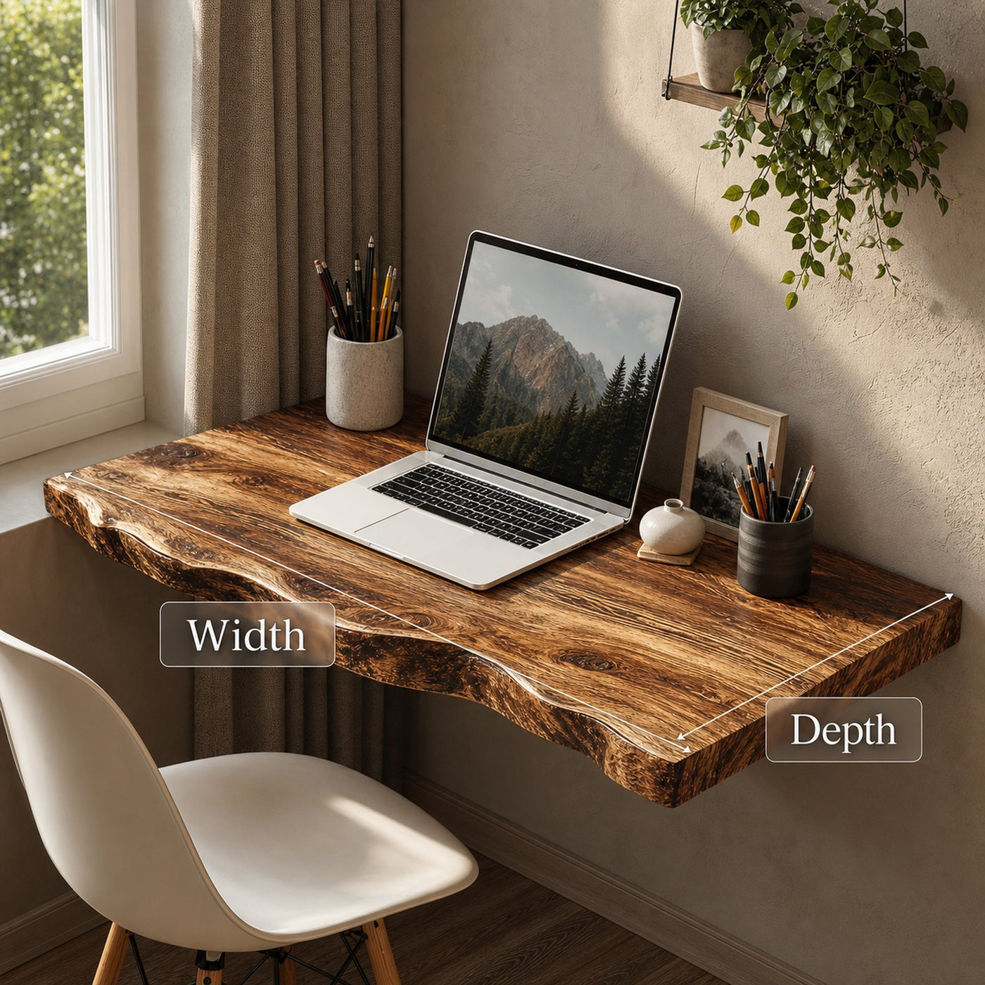 Farmhouse Solid Wood Floating Desk For Nature Inspired Home Styling - product view 6