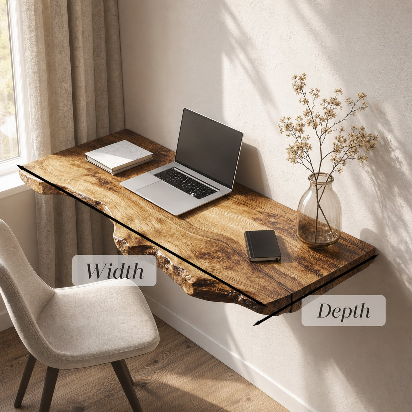 Farmhouse Solid Wood Floating Desk For Organic Living Room Design - product view 6