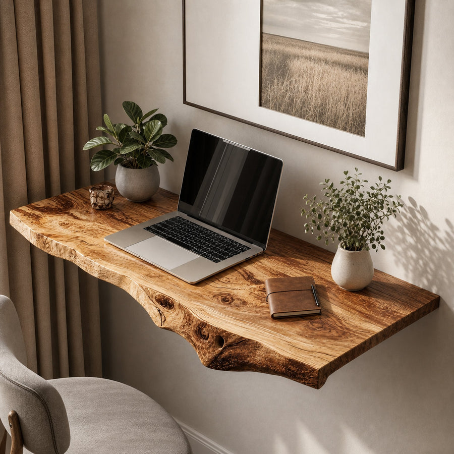 Farmhouse Solid Wood Floating Desk For Relaxed Home Environment