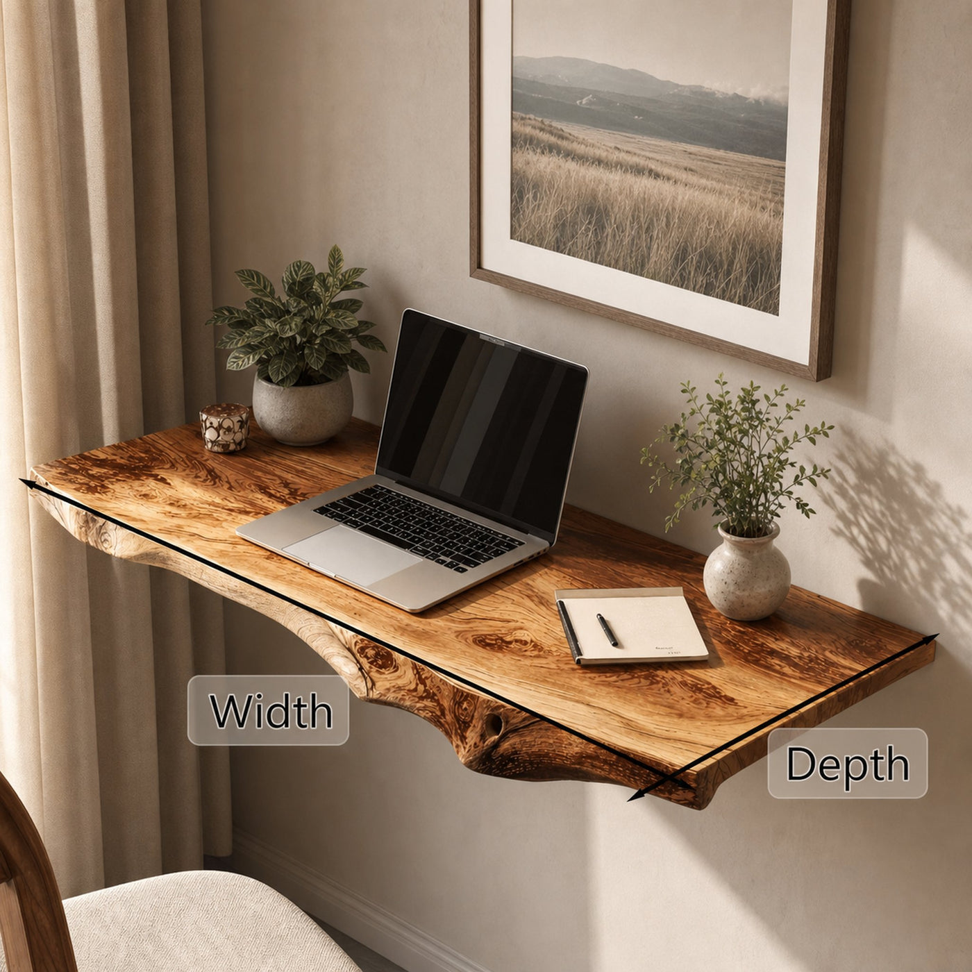 Farmhouse Solid Wood Floating Desk For Relaxed Home Environment - product view 6