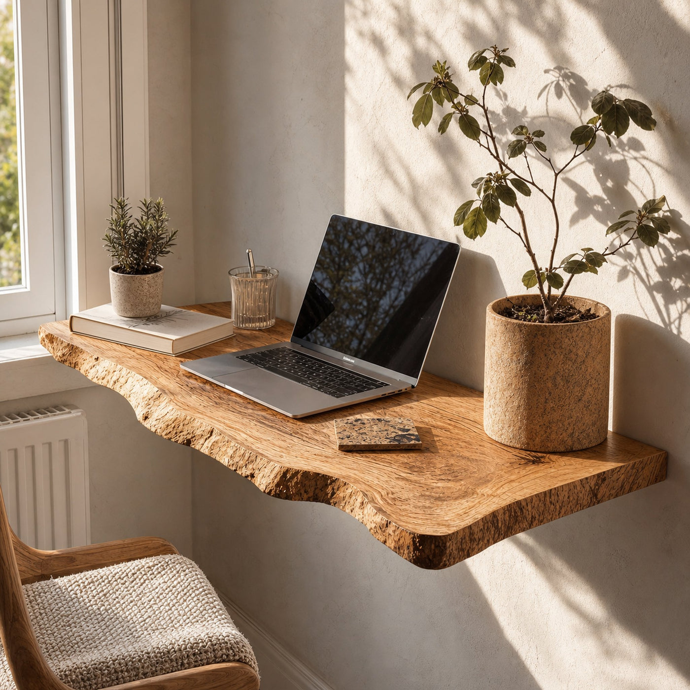 Farmhouse Solid Wood Floating Desk For Sophisticated Furniture Layout