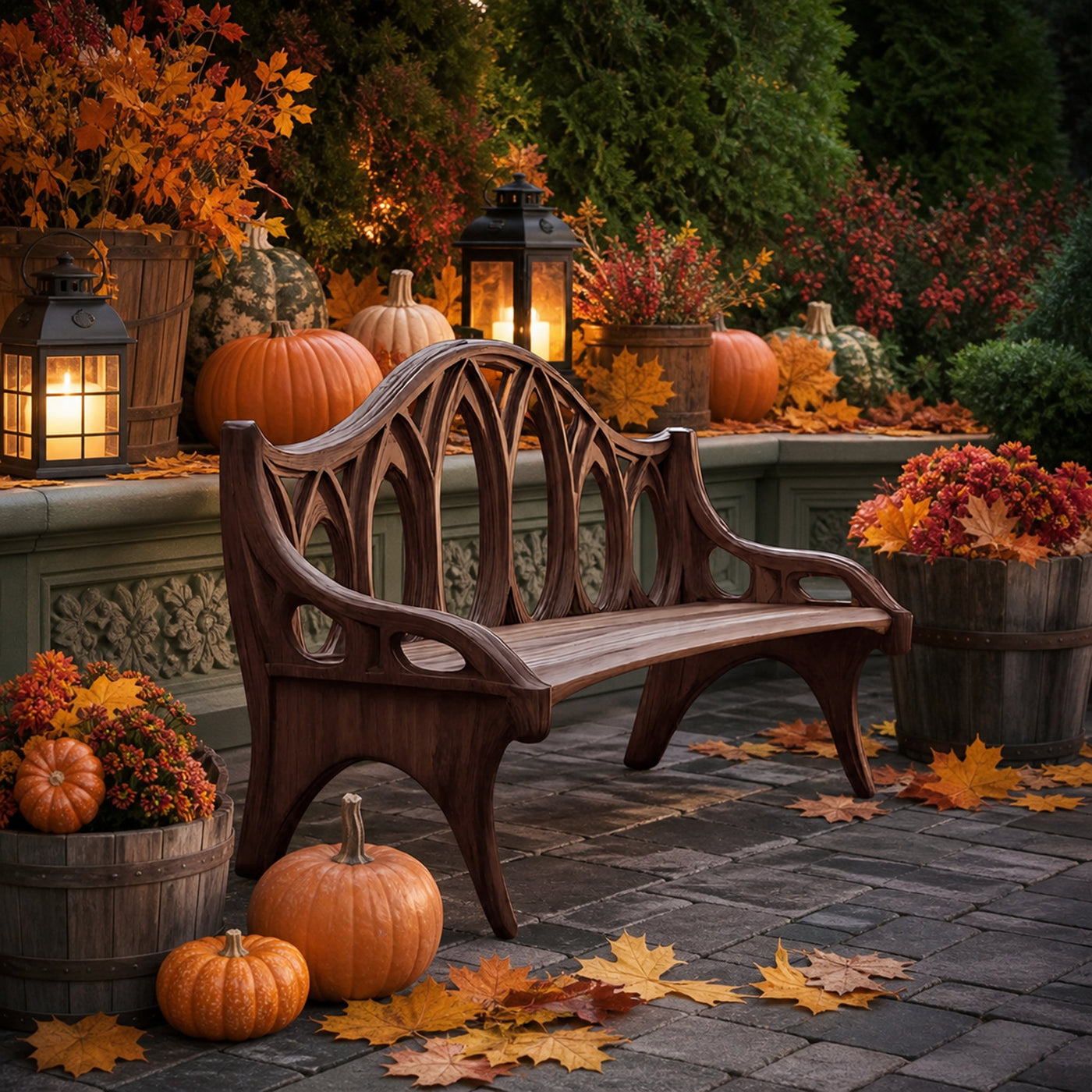 Farmhouse Solid Wood Halloween Bench For Outdoor Porch Design - product view 7