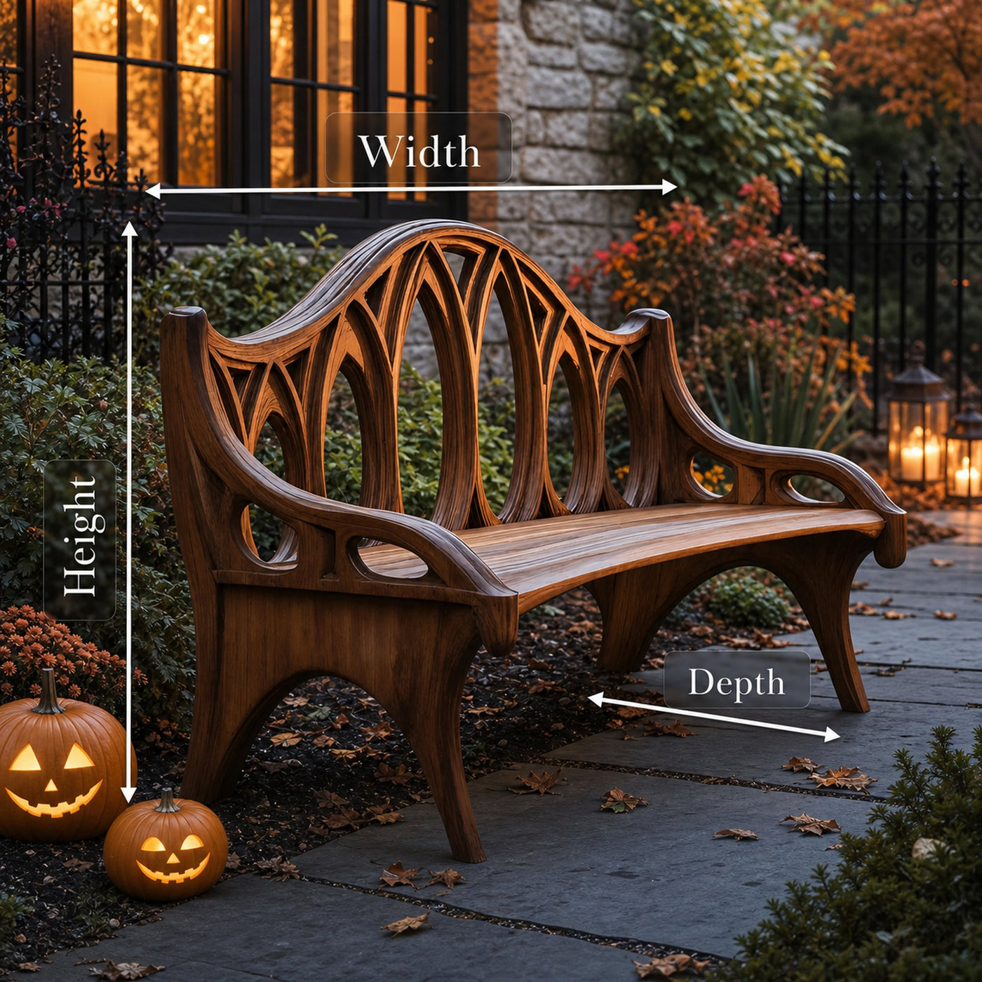 Farmhouse Solid Wood Halloween Bench For Outdoor Porch Design - product view 8
