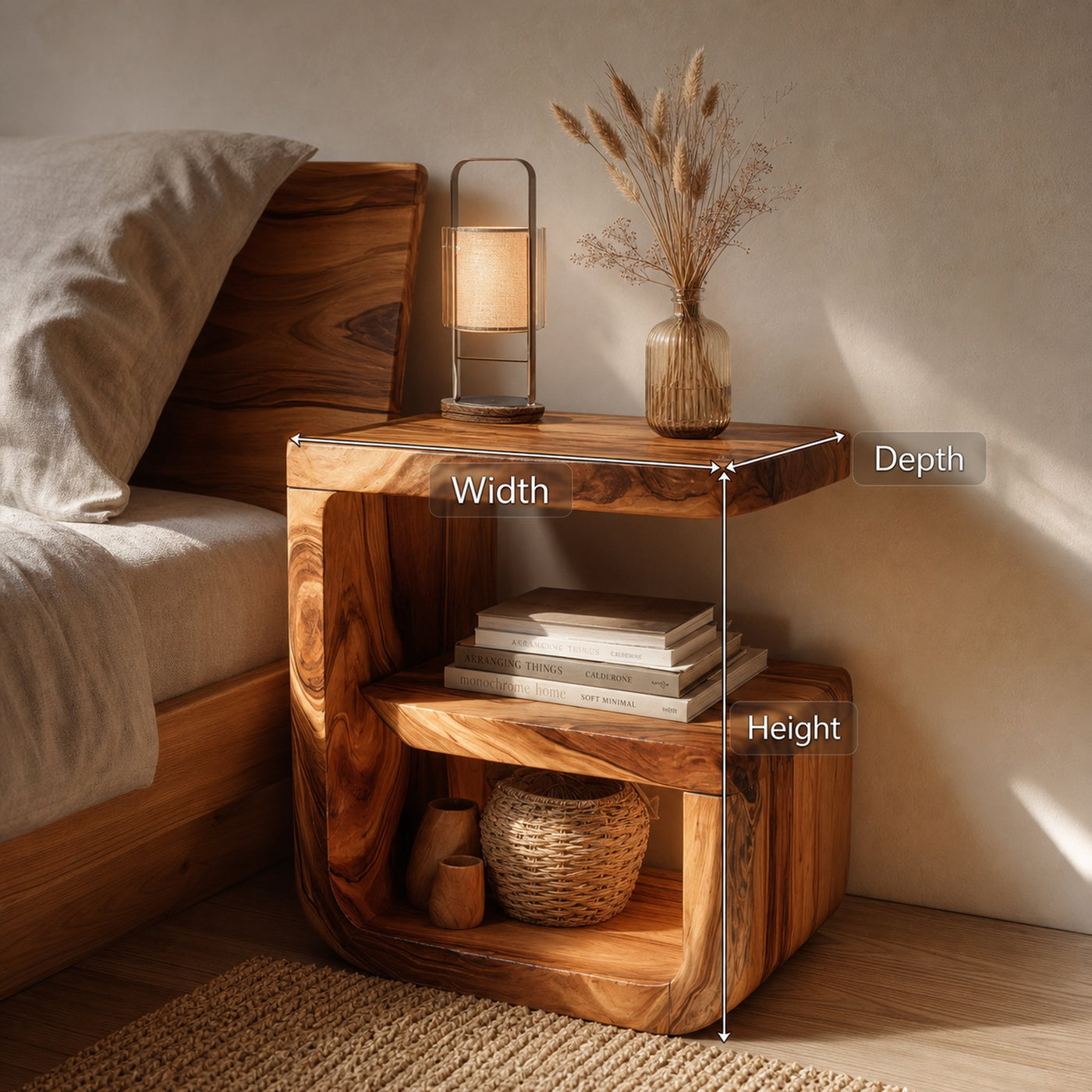 Farmhouse Solid Wood Side Table For Living Room And Bedroom Decor - product view 6