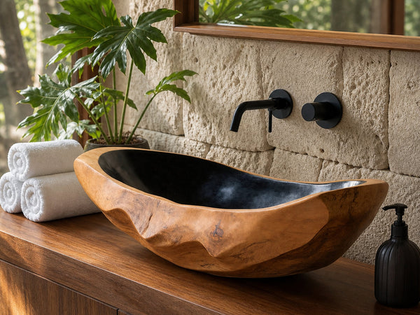 Farmhouse Solid Wood Sink For Rustic Bathroom Makeover