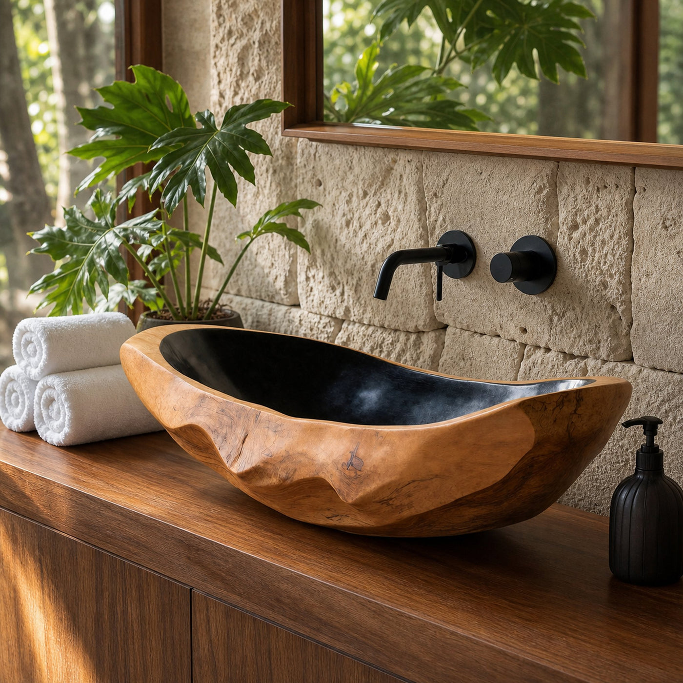 Farmhouse Solid Wood Sink For Rustic Bathroom Makeover