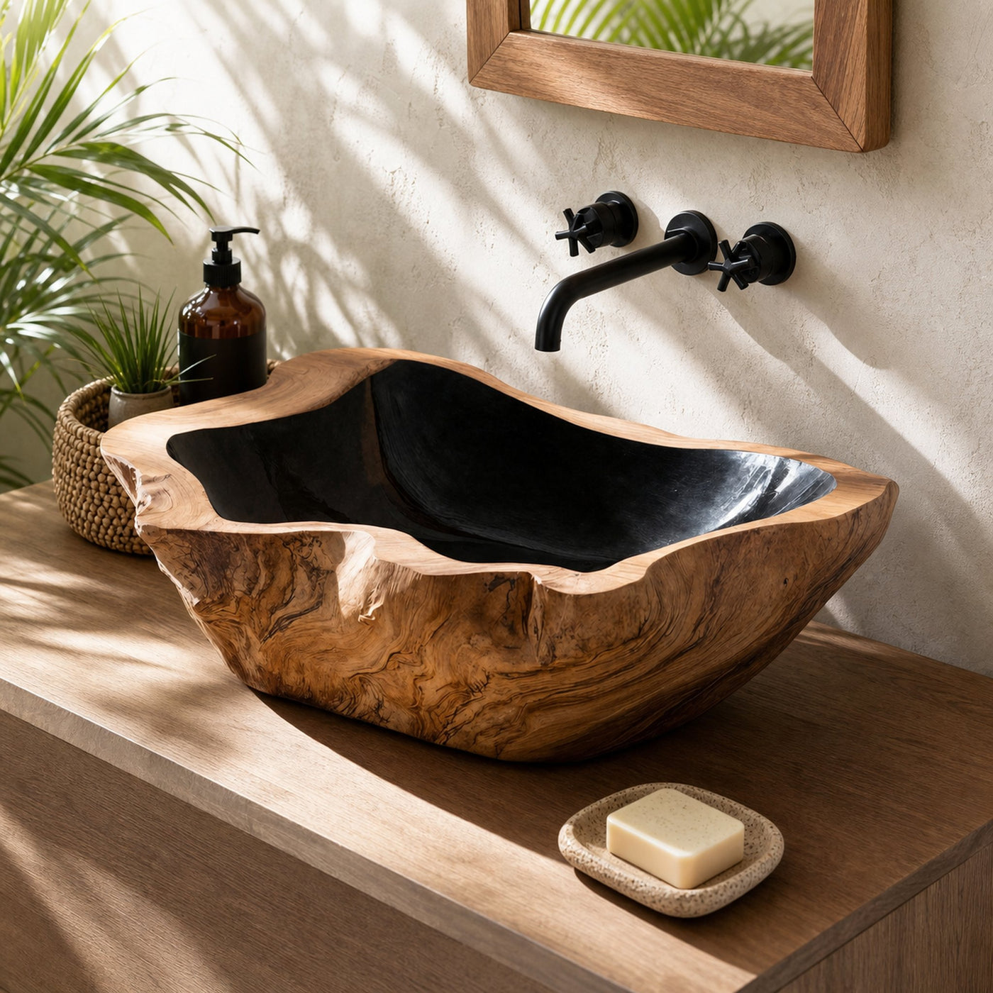 Farmhouse Solid Wood Sink For Warm Bathroom Interiors