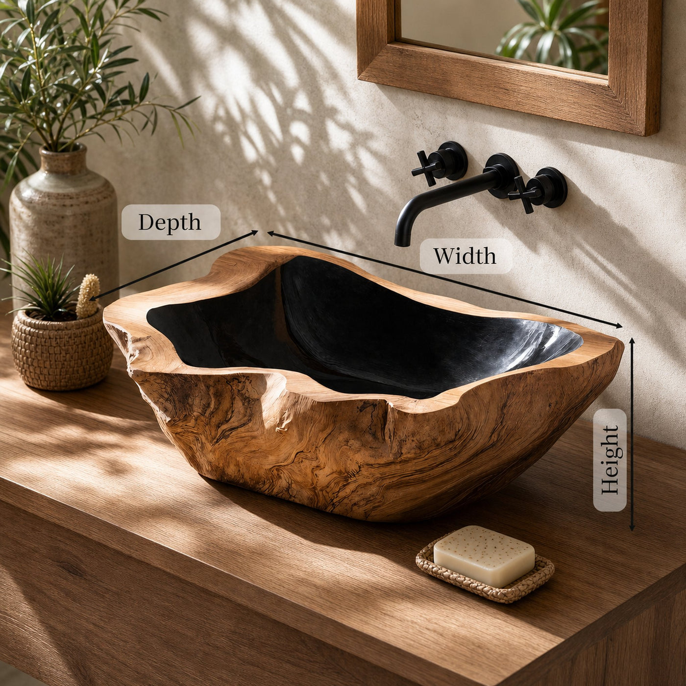 Farmhouse Solid Wood Sink For Warm Bathroom Interiors - product view 6