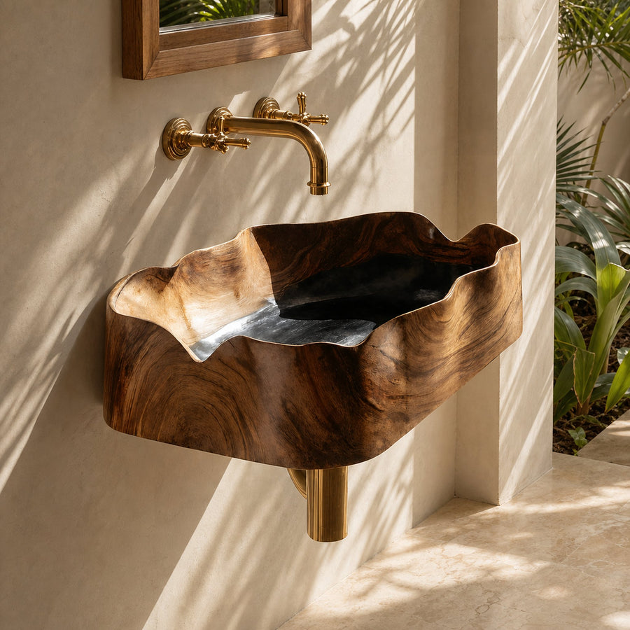 Farmhouse Solid Wood Vanity Sink For Bathroom Furniture Design