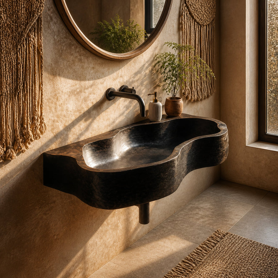 Farmhouse Solid Wood Wash Basin For Natural Bathroom Furniture Style