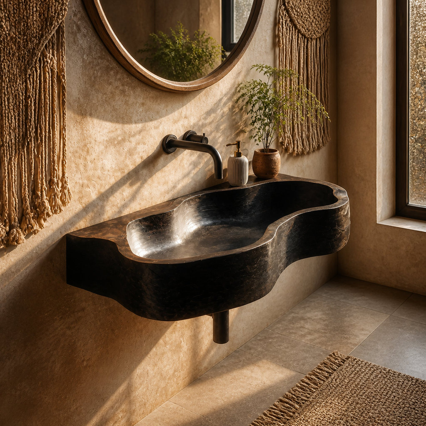 Farmhouse Solid Wood Wash Basin For Natural Bathroom Furniture Style