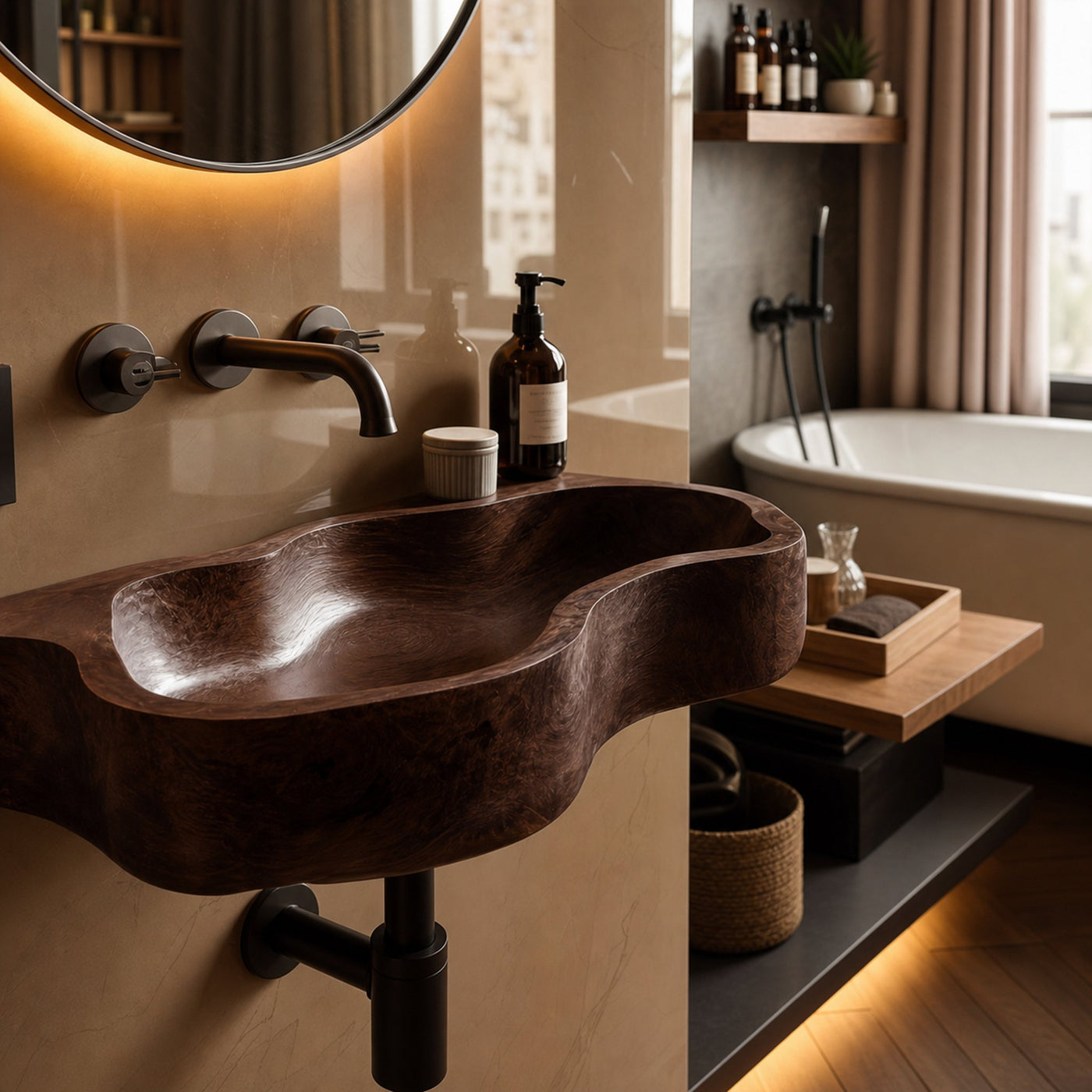 Farmhouse Solid Wood Wash Basin For Natural Bathroom Furniture Style - product view 7